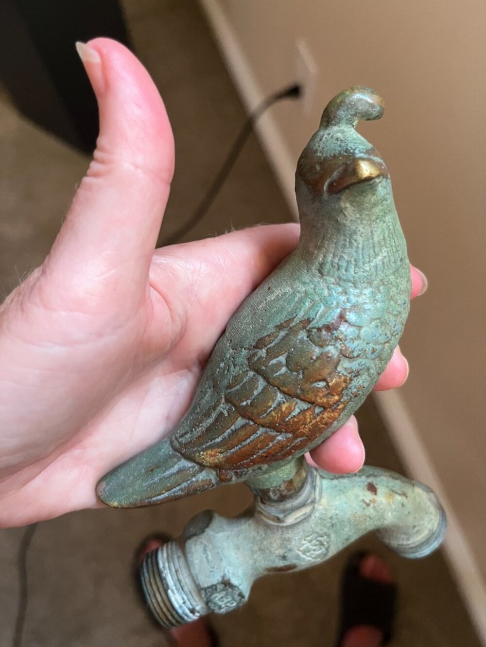 Vintage | ABP | Solid Brass Quail Figure Garden Spigot